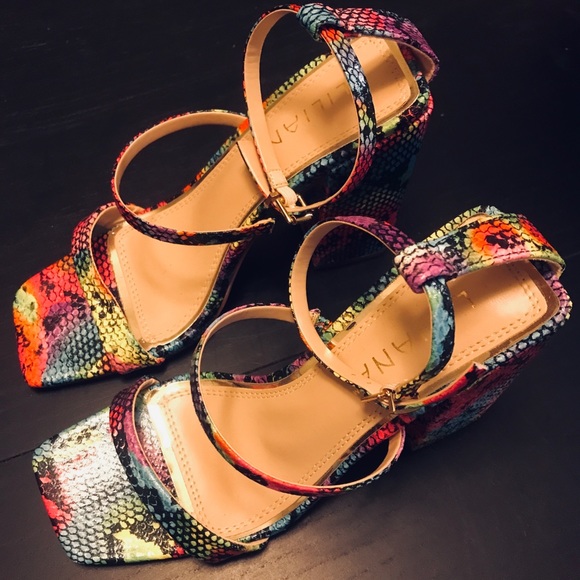 Liliana Snakeskin Print Sandals - Women 6 - Multicolored - Picture 2 of 4